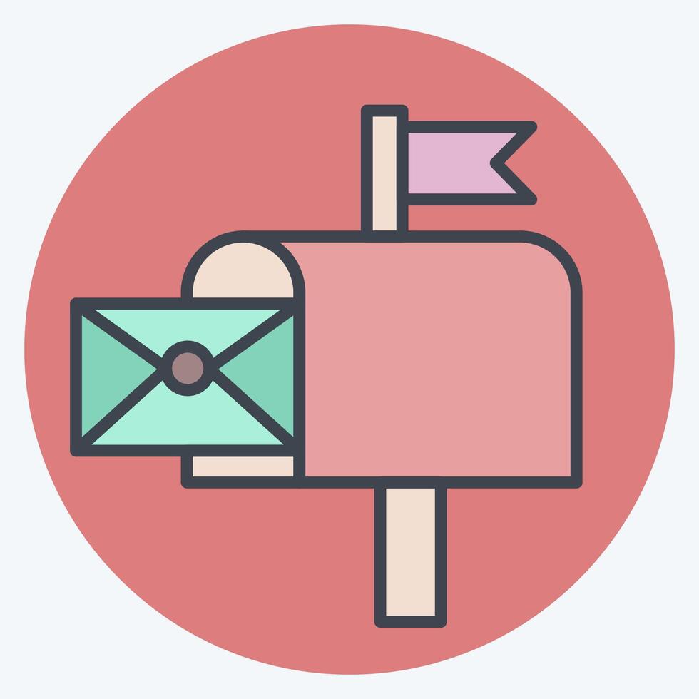 Icon Mail Box. related to Post Office symbol. color mate style. simple design editable. simple illustration vector
