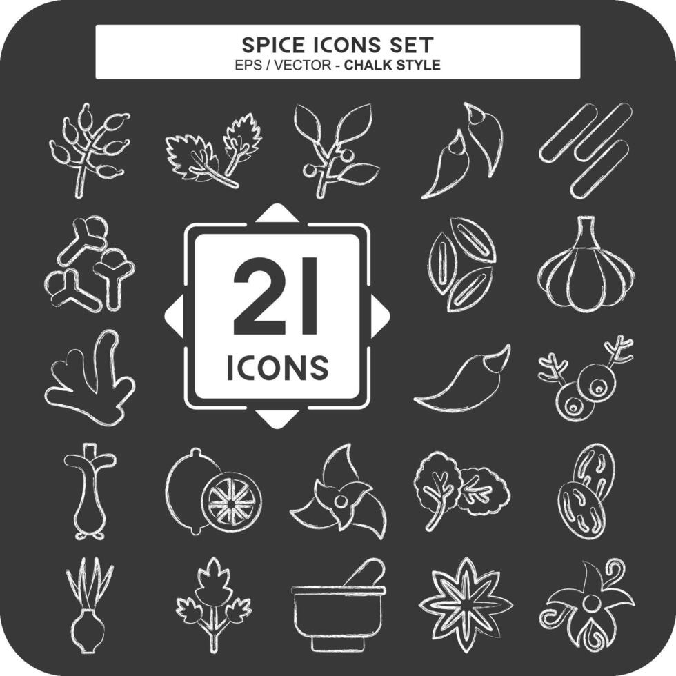 Icon Set Spice. related to Vegetable symbol. chalk Style. simple design editable. simple illustration vector