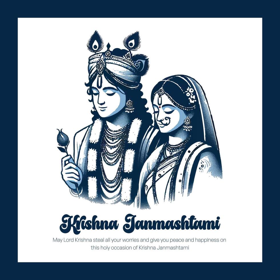 Krishna Janmashtami social media template vector