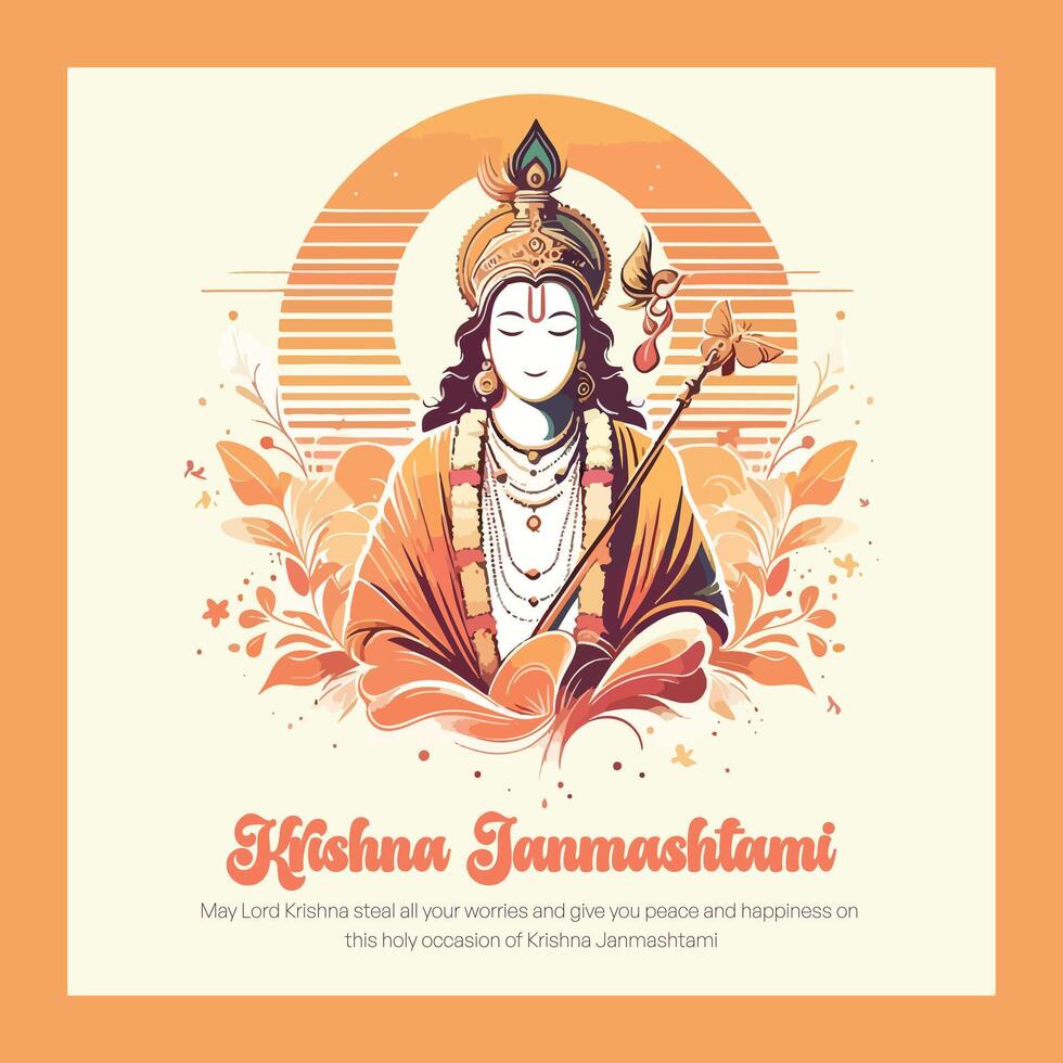 Krishna Janmashtami social media template vector