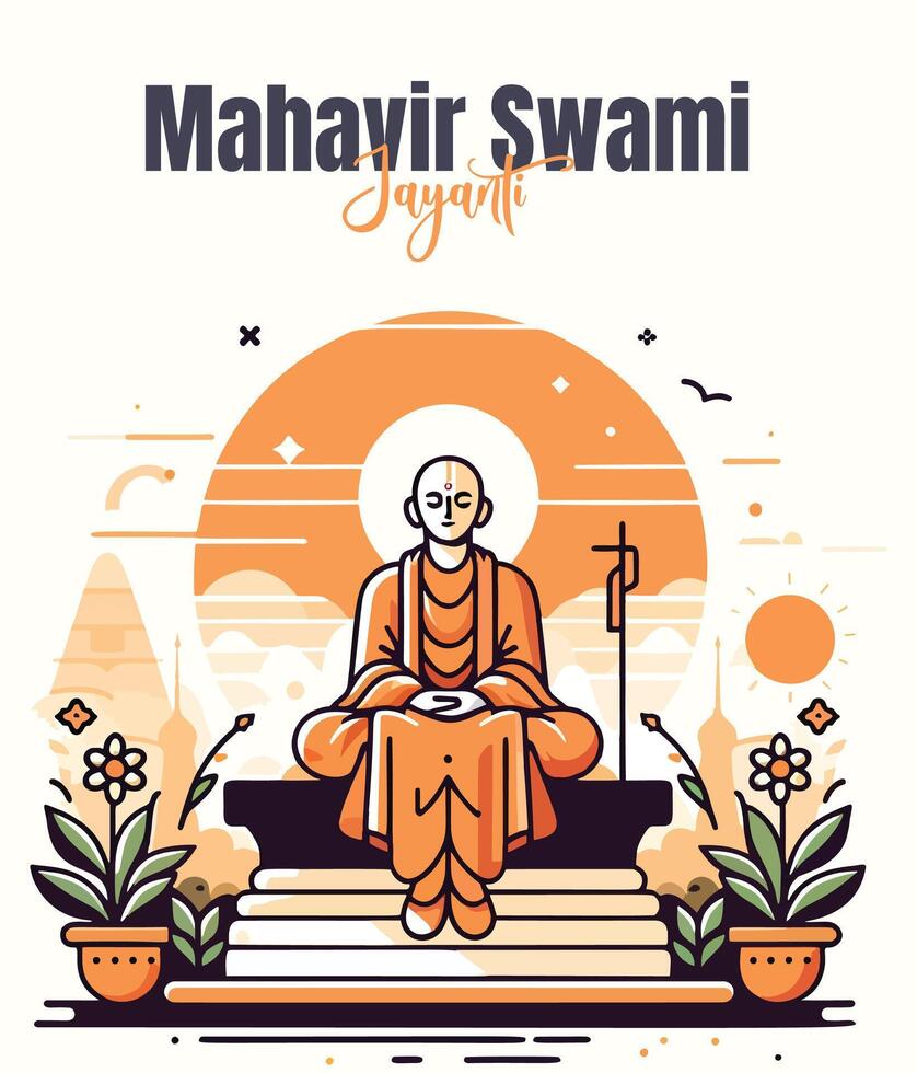 mahavir Swami Jayanti social medios de comunicación modelo vector