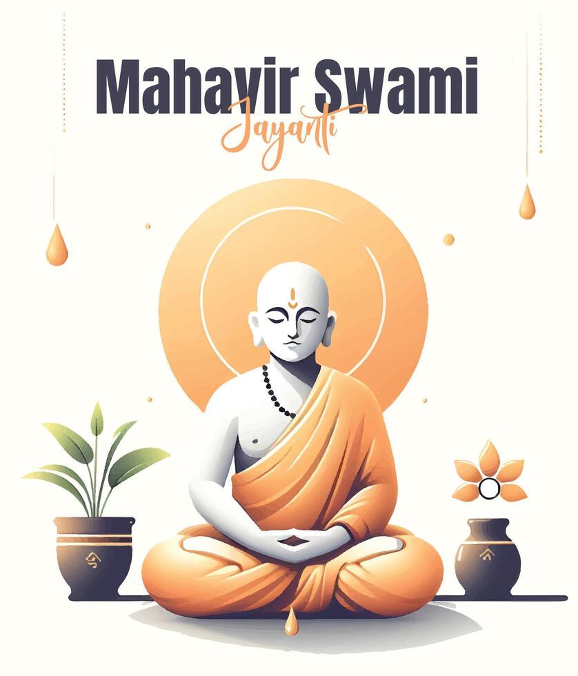 mahavir Swami Jayanti social medios de comunicación modelo vector