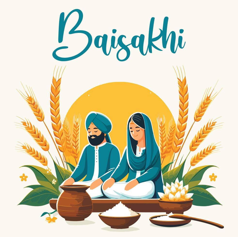 Baisakhi festival social media template vector