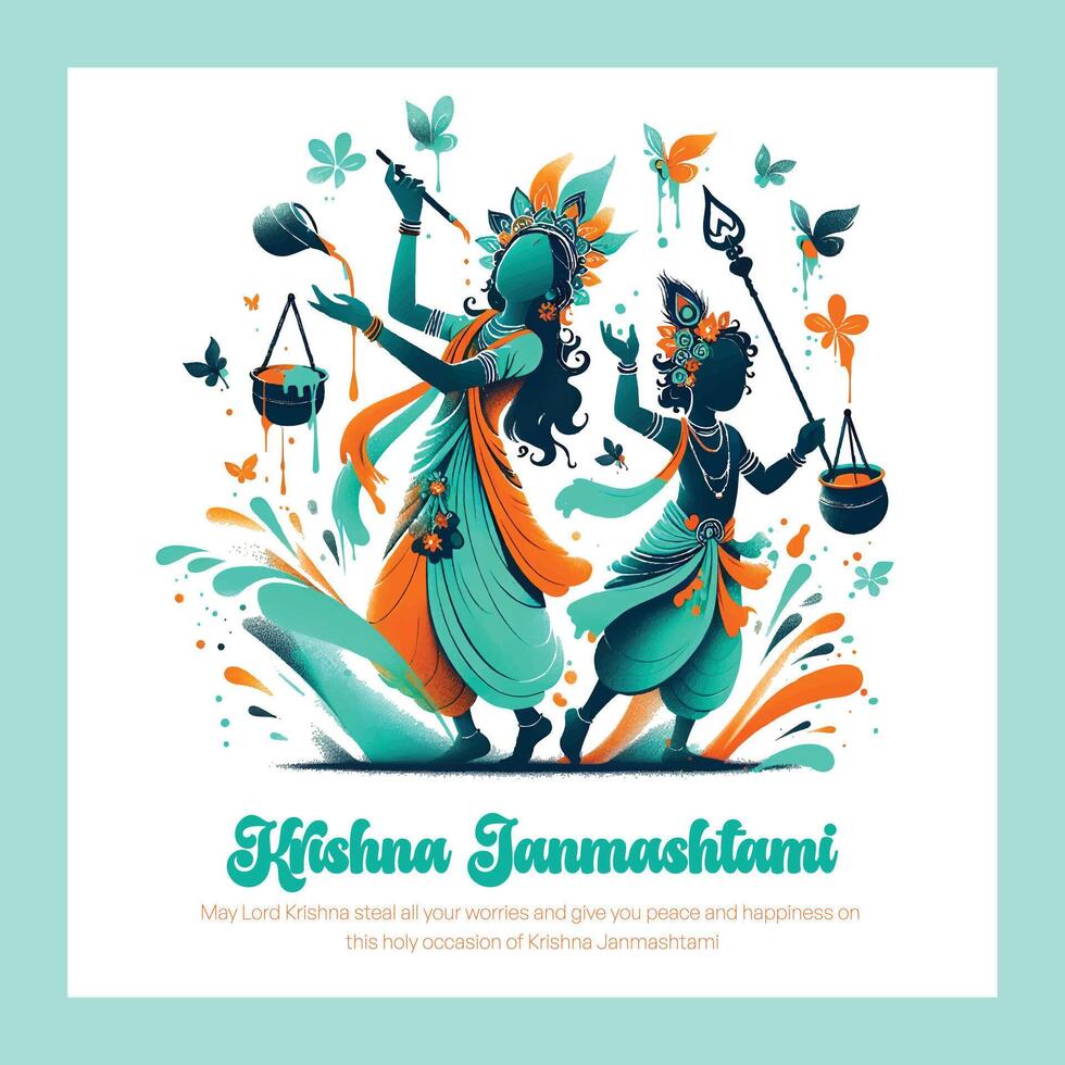 Krishna Janmashtami social media template vector