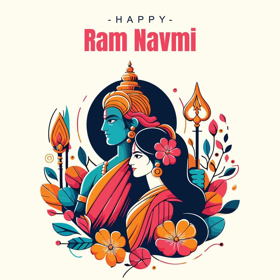 Ram Navami Social media template vector