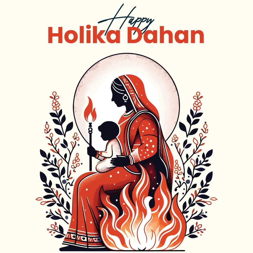 Holika dahan vector art for social media