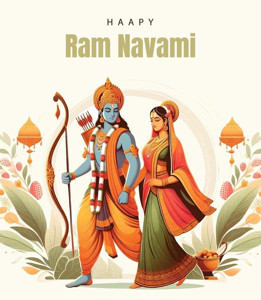 Ram Navami Social media template vector