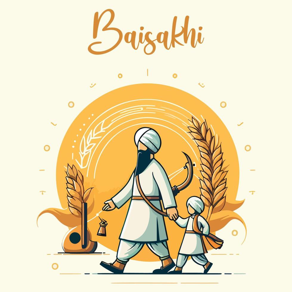 Baisakhi festival social media template vector