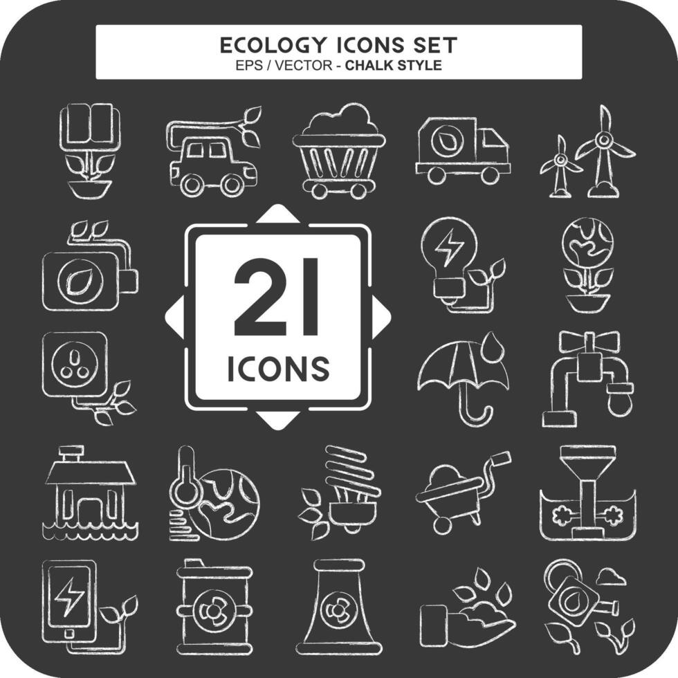 Icon Set Ecology. related to Education symbol. chalk Style. simple design editable. simple illustration vector