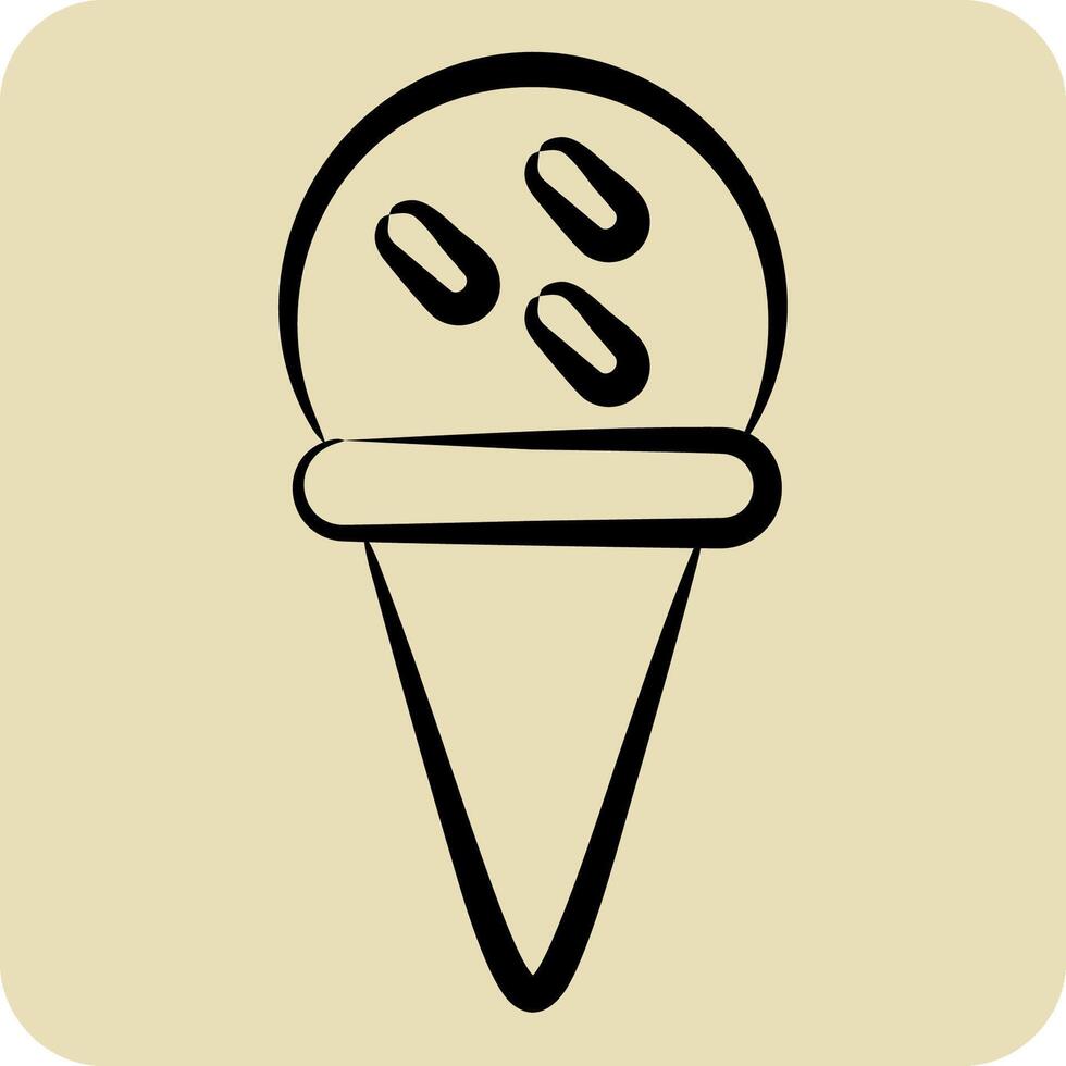 Icon Ice Cream Cone. related to Milk and Drink symbol. hand drawn style. simple design editable. simple illustration vector