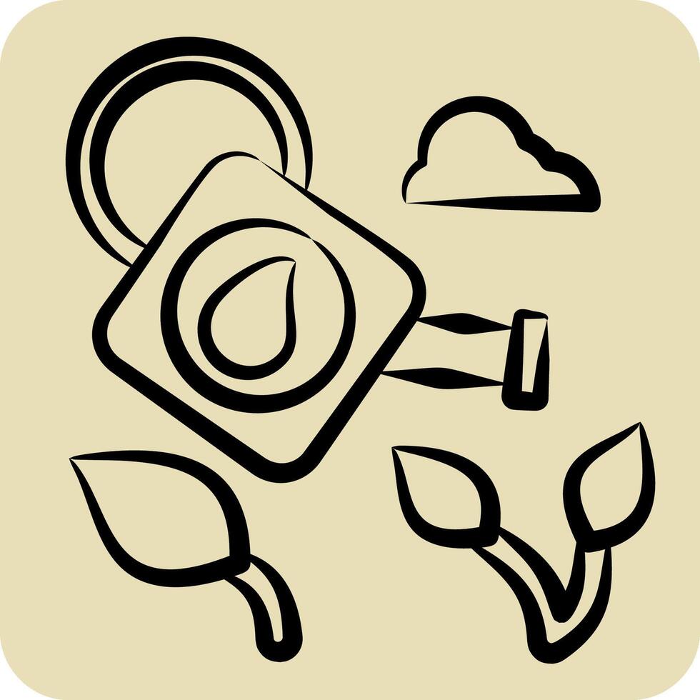 Icon Watering Plant. related to Ecology symbol. hand drawn style. simple design editable. simple illustration vector