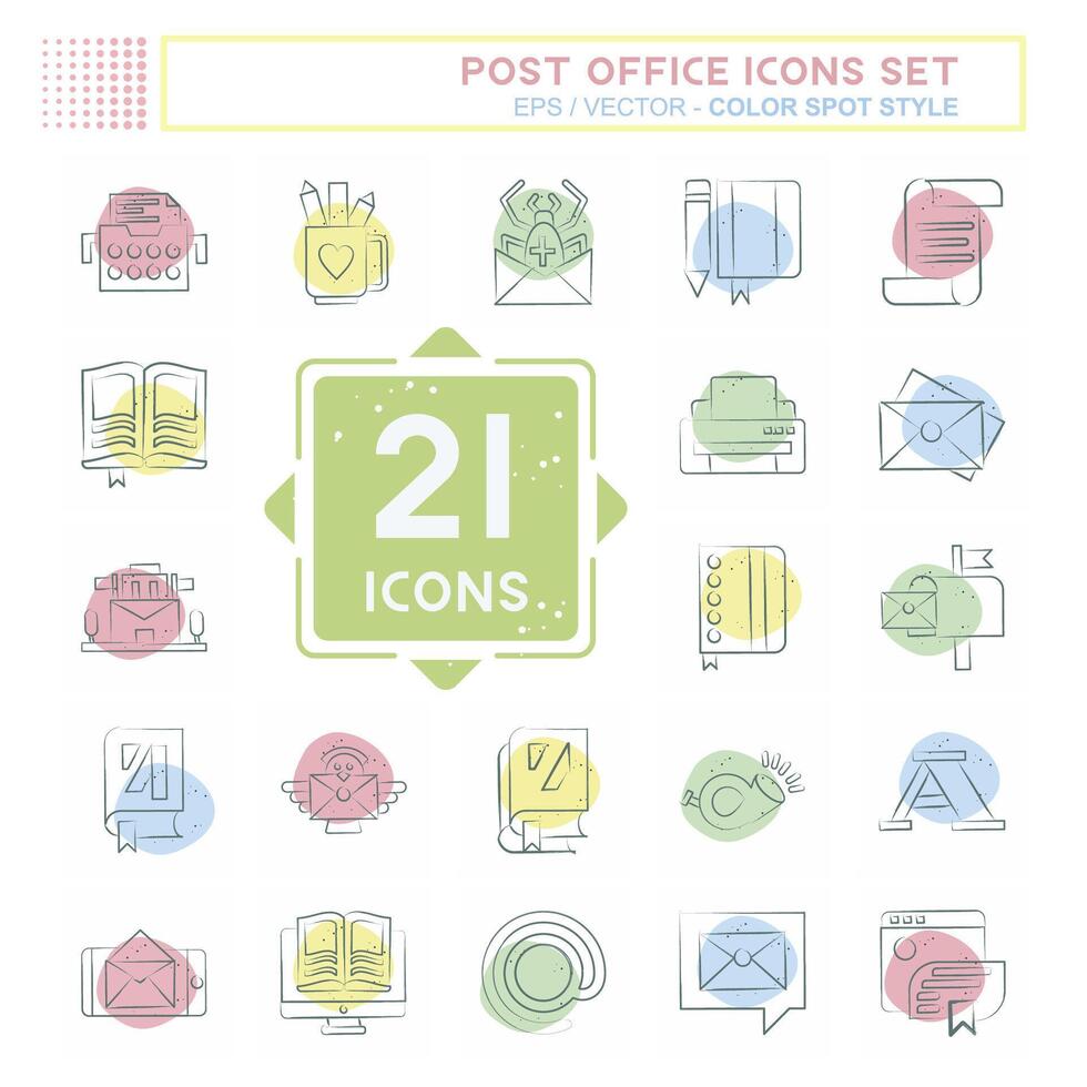 Icon Set Post Office. related to Education symbol. Color Spot Style. simple design editable. simple illustration vector