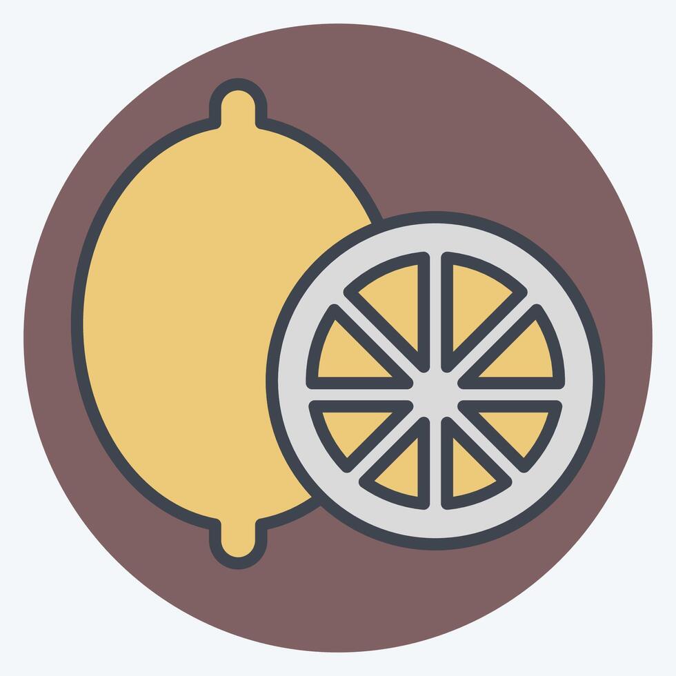 Icon Lemon. related to Spice symbol. color mate style. simple design editable. simple illustration vector