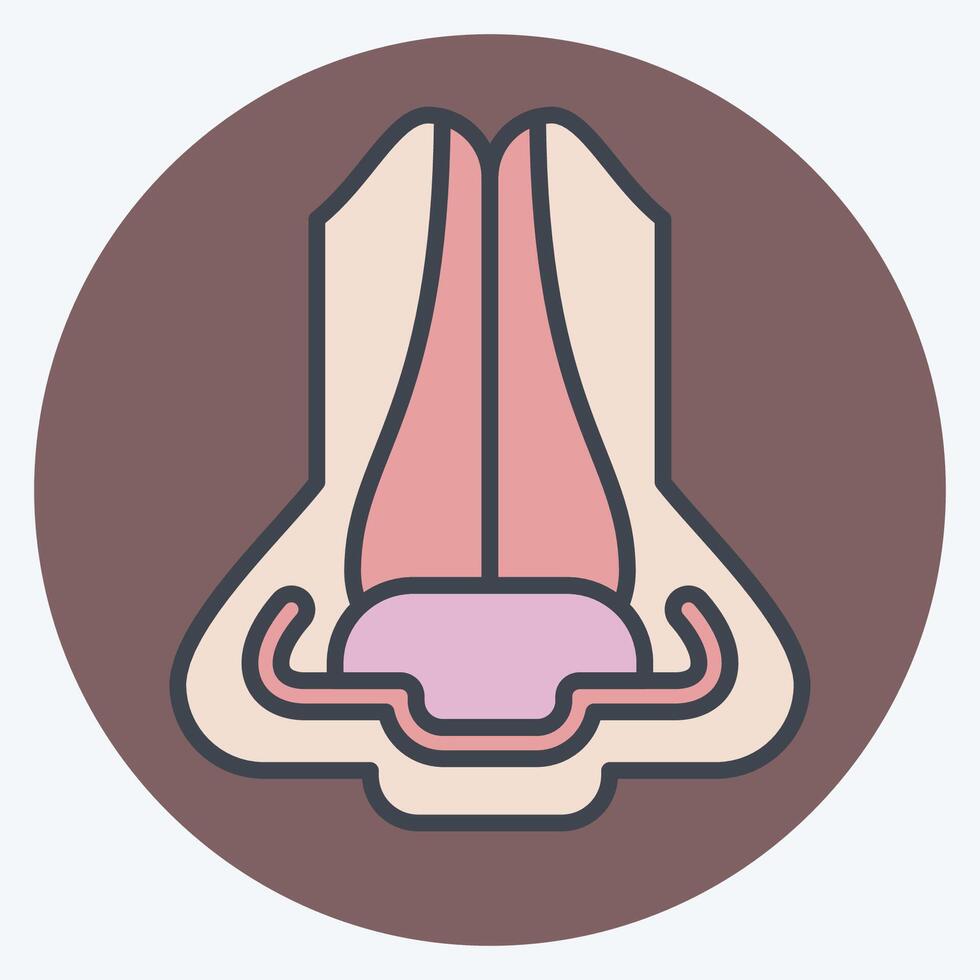 Icon Nose. related to Human Organ symbol. color mate style. simple design editable. simple illustration vector