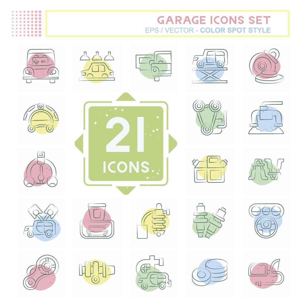 Icon Set Garage. related to Automotive symbol. Color Spot Style. simple design editable. simple illustration vector