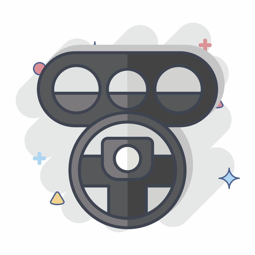 Icon Steering Wheel. related to Garage symbol. comic style. simple design editable. simple illustration vector