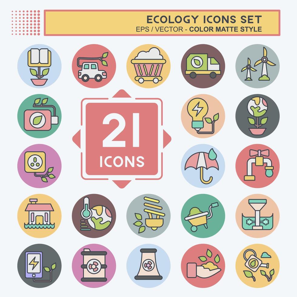 Icon Set Ecology. related to Education symbol. color mate style. simple design editable. simple illustration vector