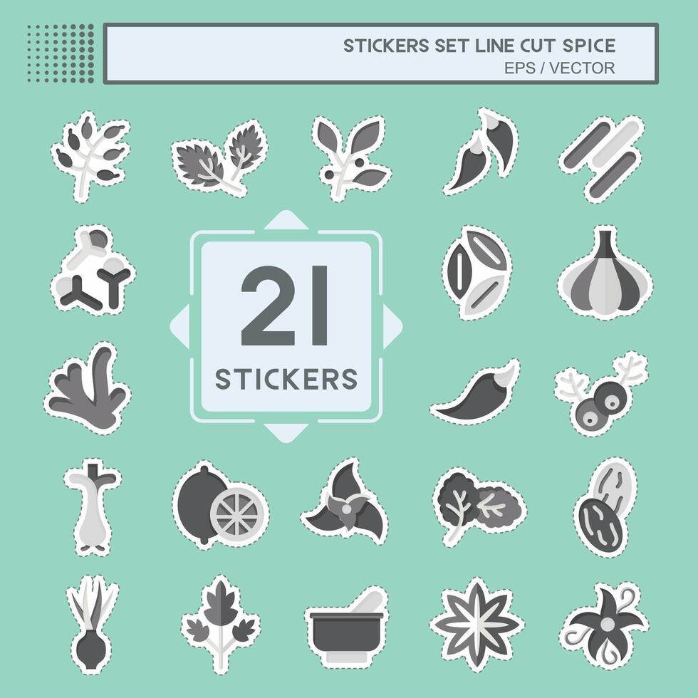 Sticker line cut Set Spice. related to Vegetable symbol. simple design editable. simple illustration vector