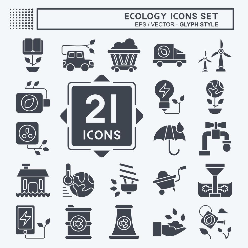 Icon Set Ecology. related to Education symbol. glyph style. simple design editable. simple illustration vector