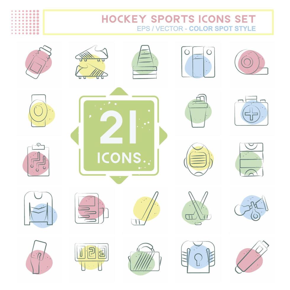 icono conjunto hockey Deportes. relacionado a deporte símbolo. color Mancha estilo. sencillo diseño editable vector