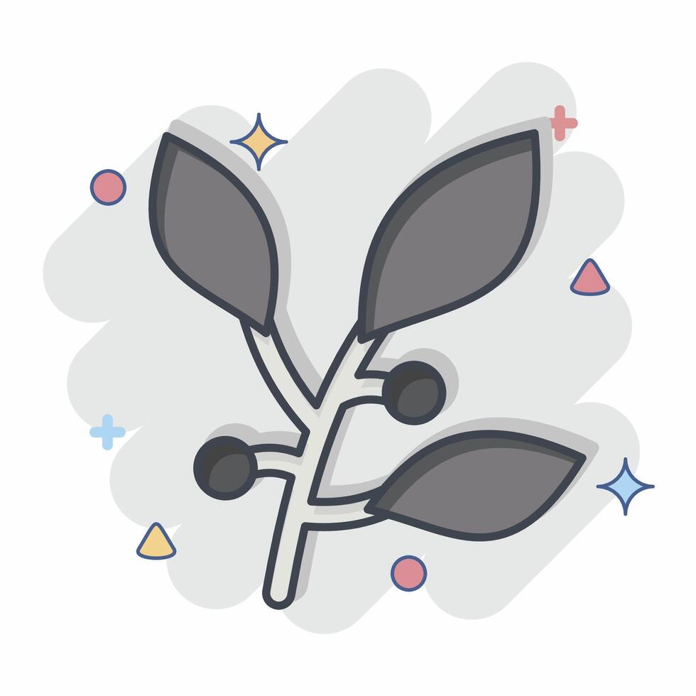 Icon Bay Leaf. related to Spice symbol. comic style. simple design editable. simple illustration vector