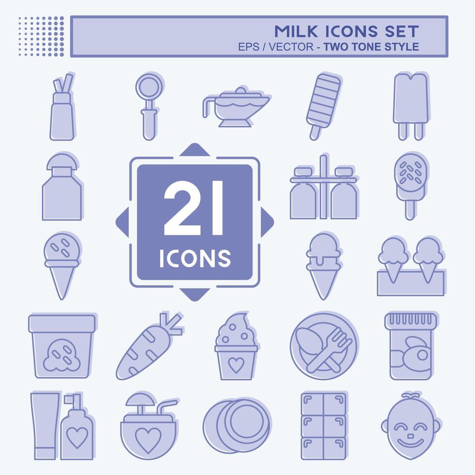 icono conjunto leche. relacionado a restaurante símbolo. dos tono estilo. sencillo diseño editable. sencillo ilustración vector