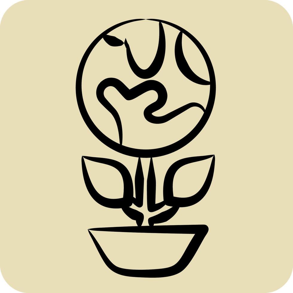 Icon Eco Planet. related to Ecology symbol. hand drawn style. simple design editable. simple illustration vector