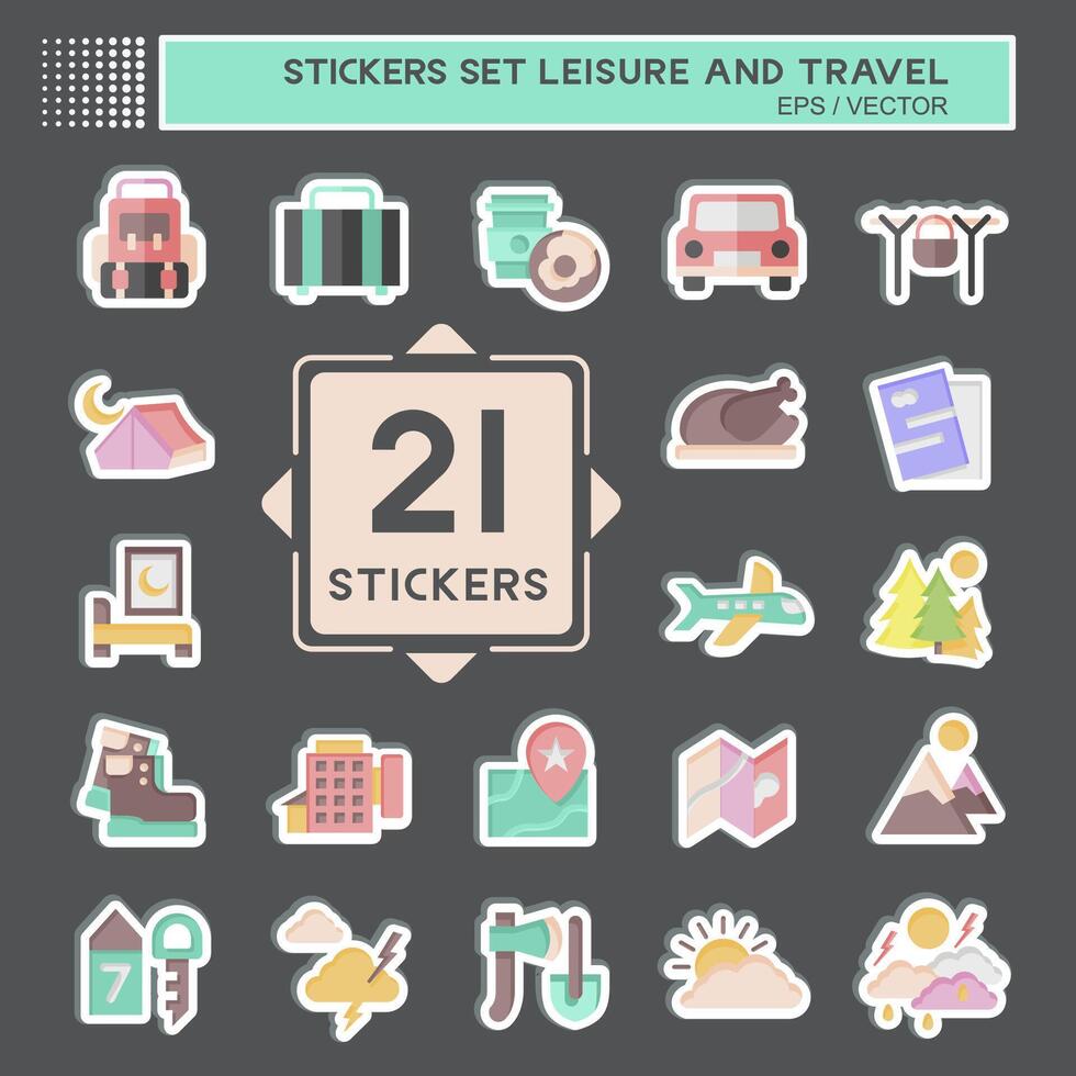 Sticker Set Leisure and Travel. related to Holiday symbol. simple design illustration. vector