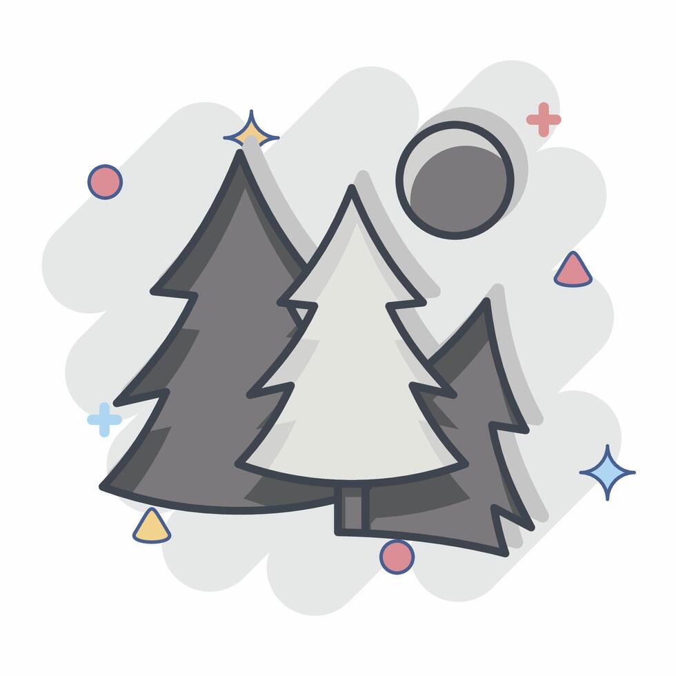 Icon Forest. related to Leisure and Travel symbol. comic style. simple design illustration. vector