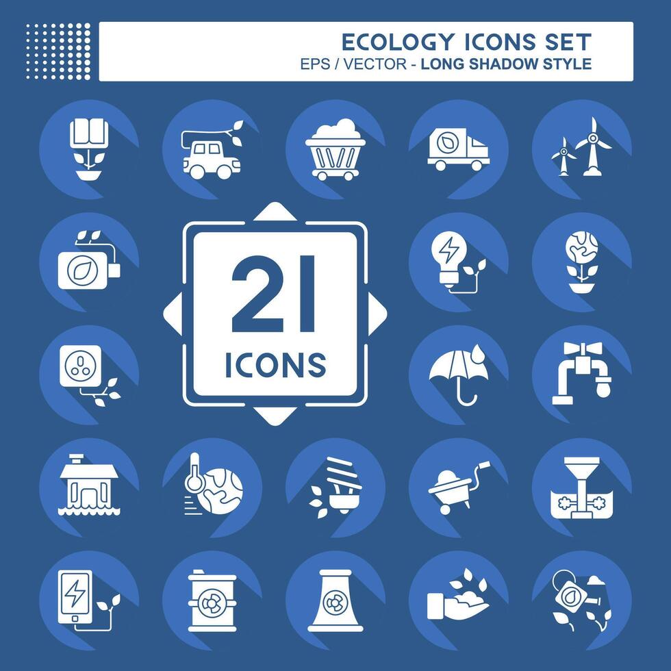 Icon Set Ecology. related to Education symbol. long shadow style. simple design editable. simple illustration vector