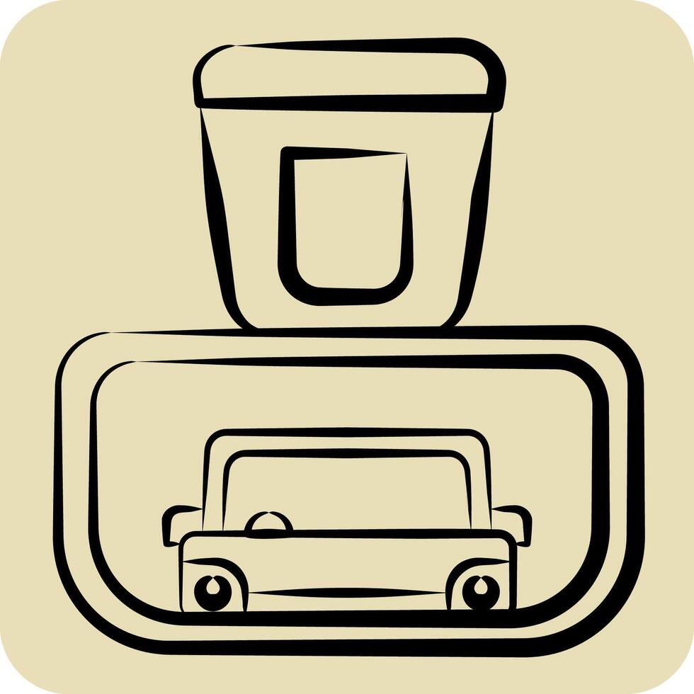 Icon Rear View Mirror. related to Garage symbol. hand drawn style. simple design editable. simple illustration vector