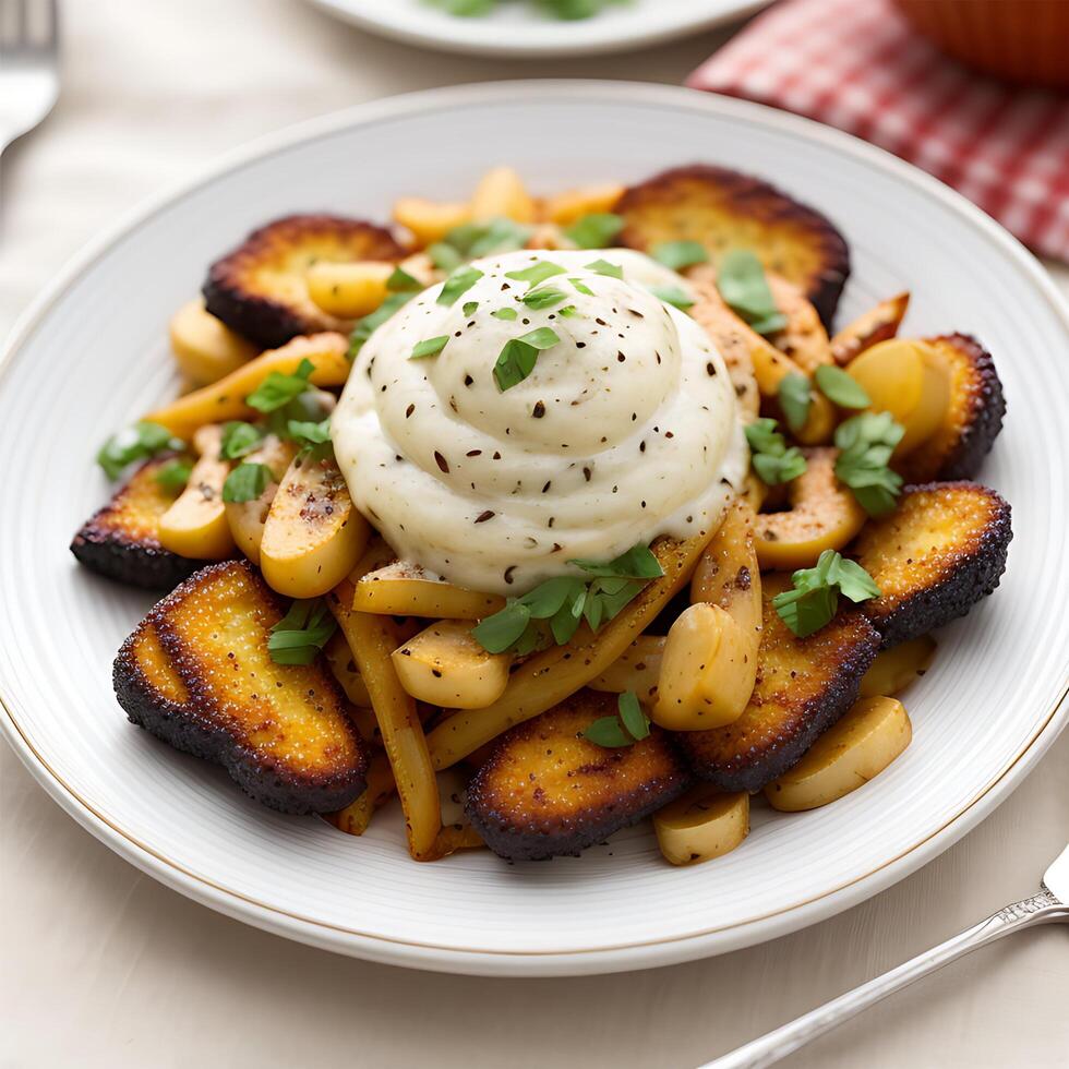 AI generated plate of dinner photo