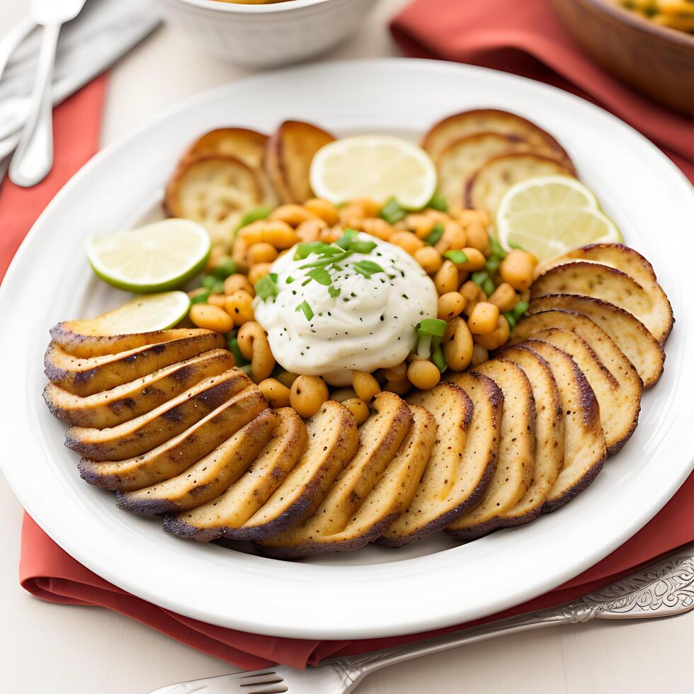 AI generated plate of dinner photo