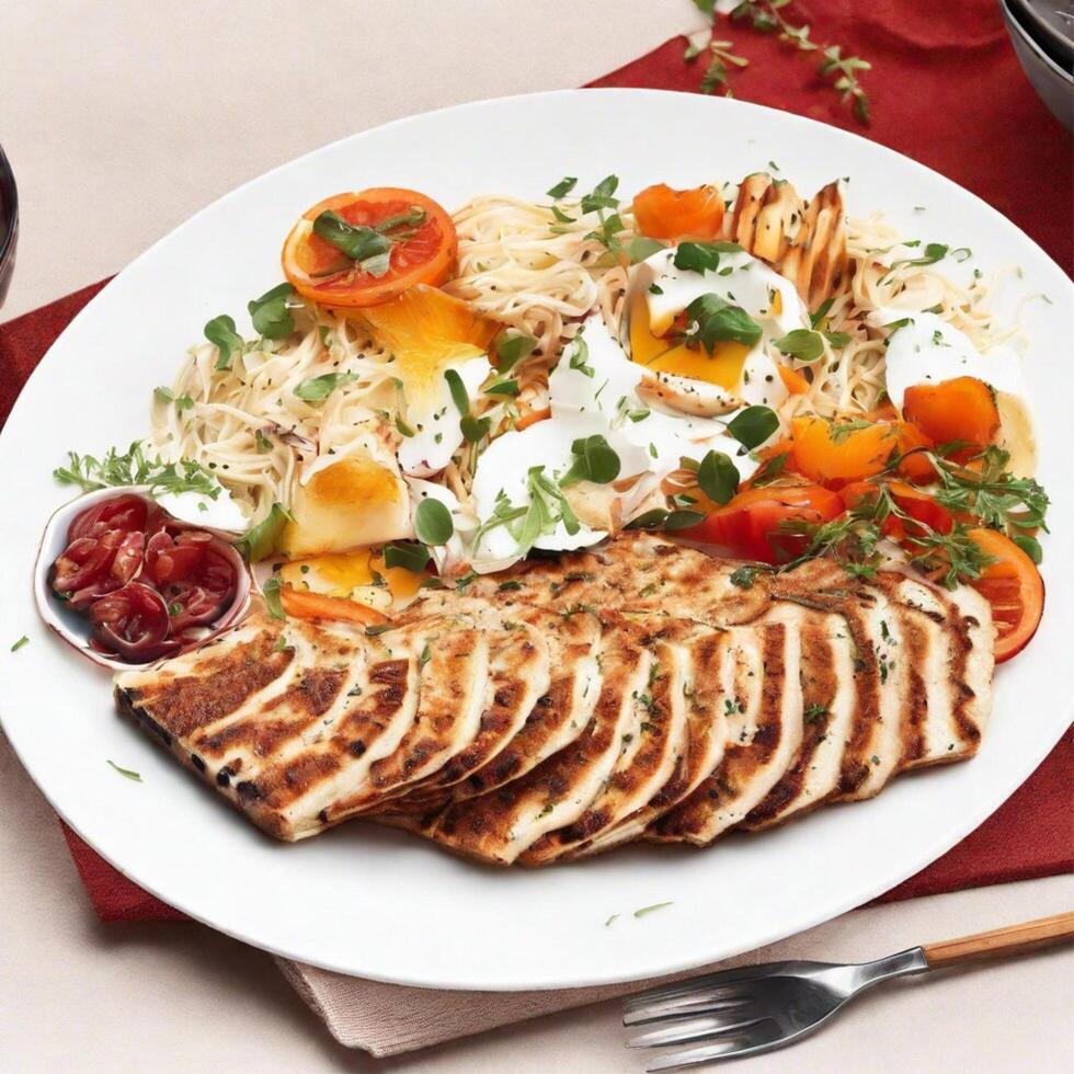 AI generated plate of dinner photo