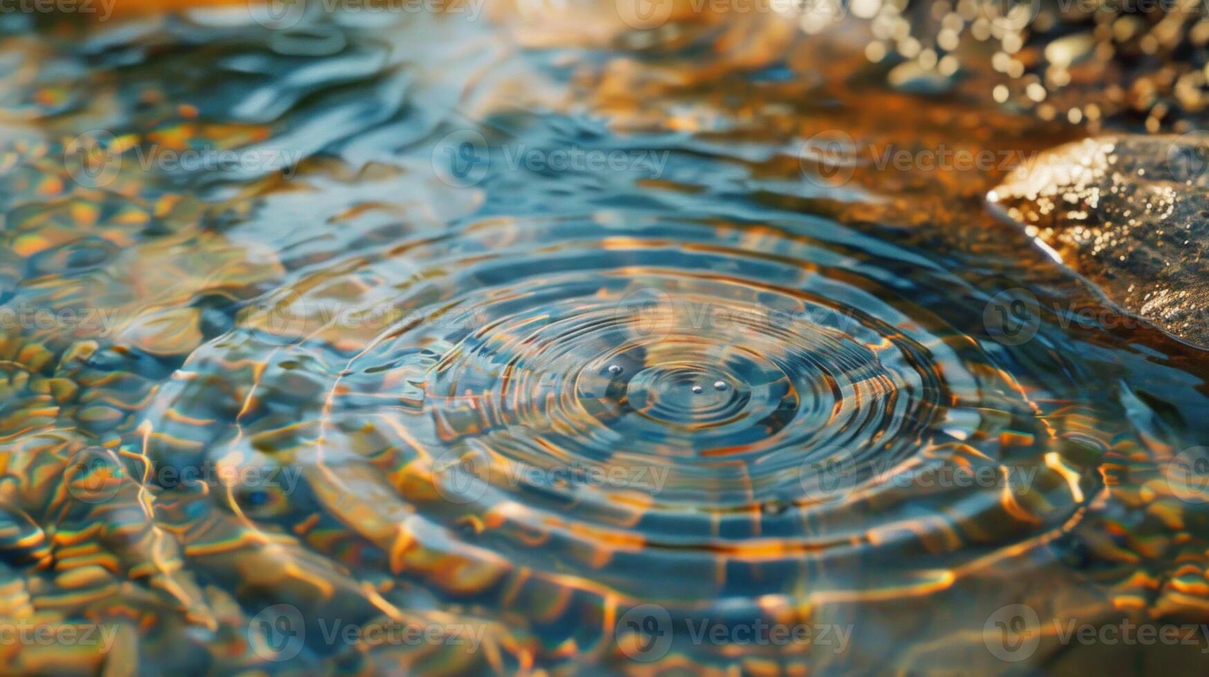 AI generated Droplets reflecting the glow of the sunset. photo