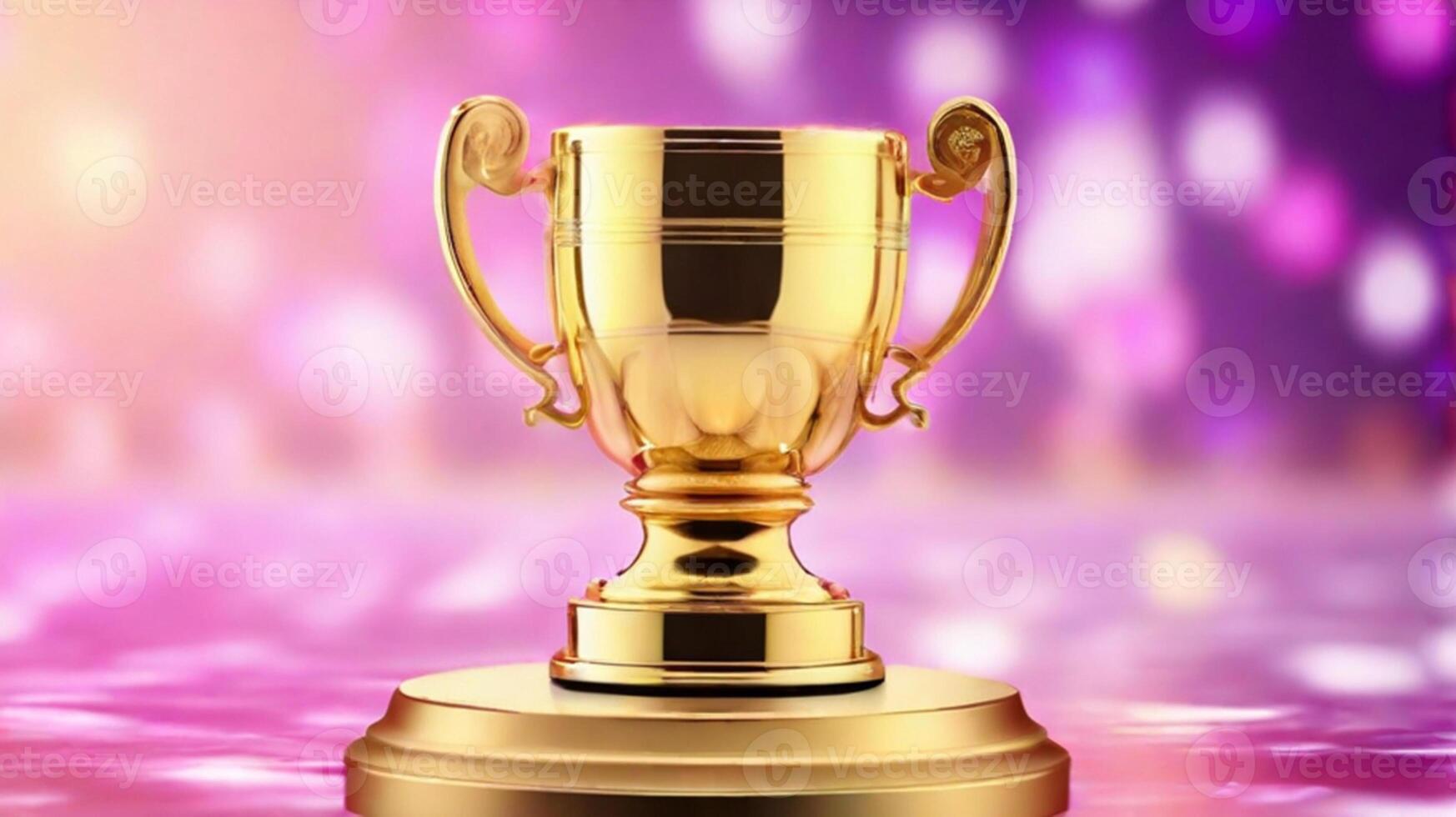 AI generated golden cup award prize trophy for winner champion competition copy space for text on bokeh background photo