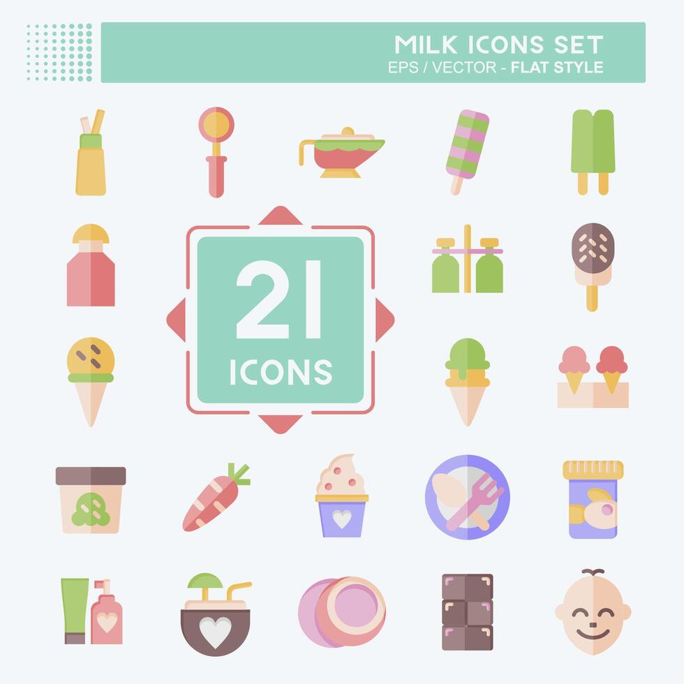 Icon Set Milk. related to Restaurant symbol. flat style. simple design editable. simple illustration vector
