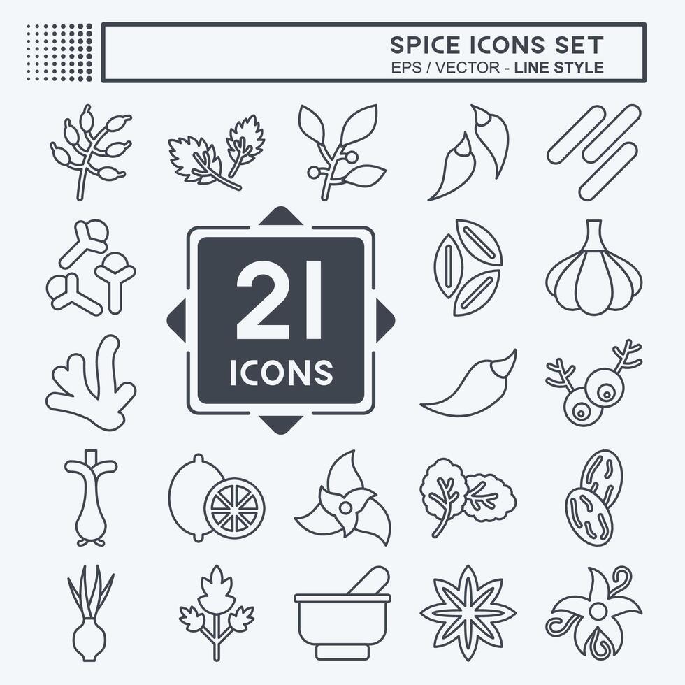 Icon Set Spice. related to Vegetable symbol. line style. simple design editable. simple illustration vector