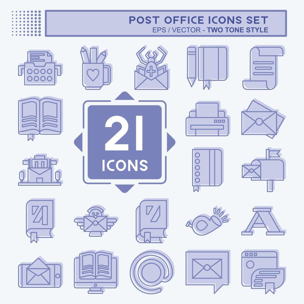 Icon Set Post Office. related to Education symbol. two tone style. simple design editable. simple illustration vector