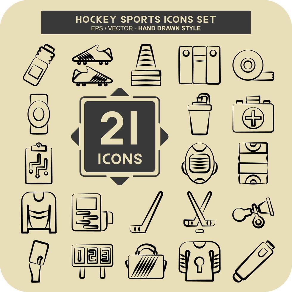 Icon Set Hockey Sports. related to Sport symbol. hand drawn style. simple design editable vector