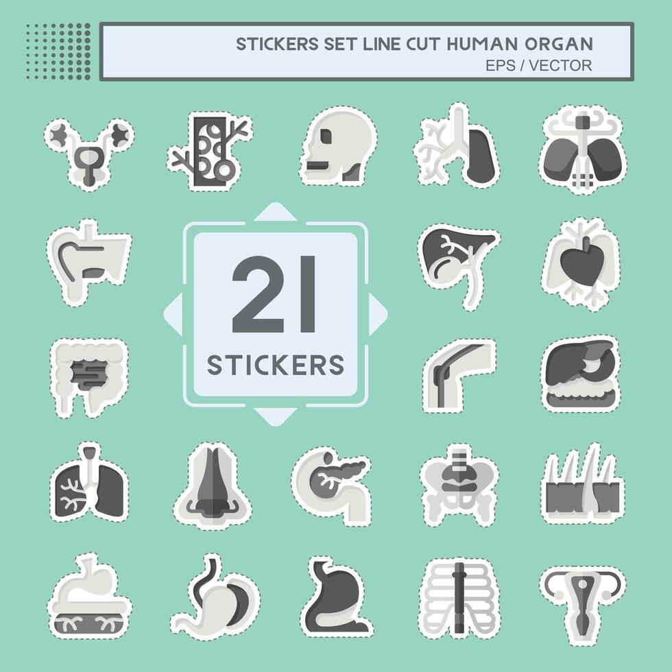 Sticker line cut Set Human Organ. related to Education symbol. simple design editable. simple illustration vector