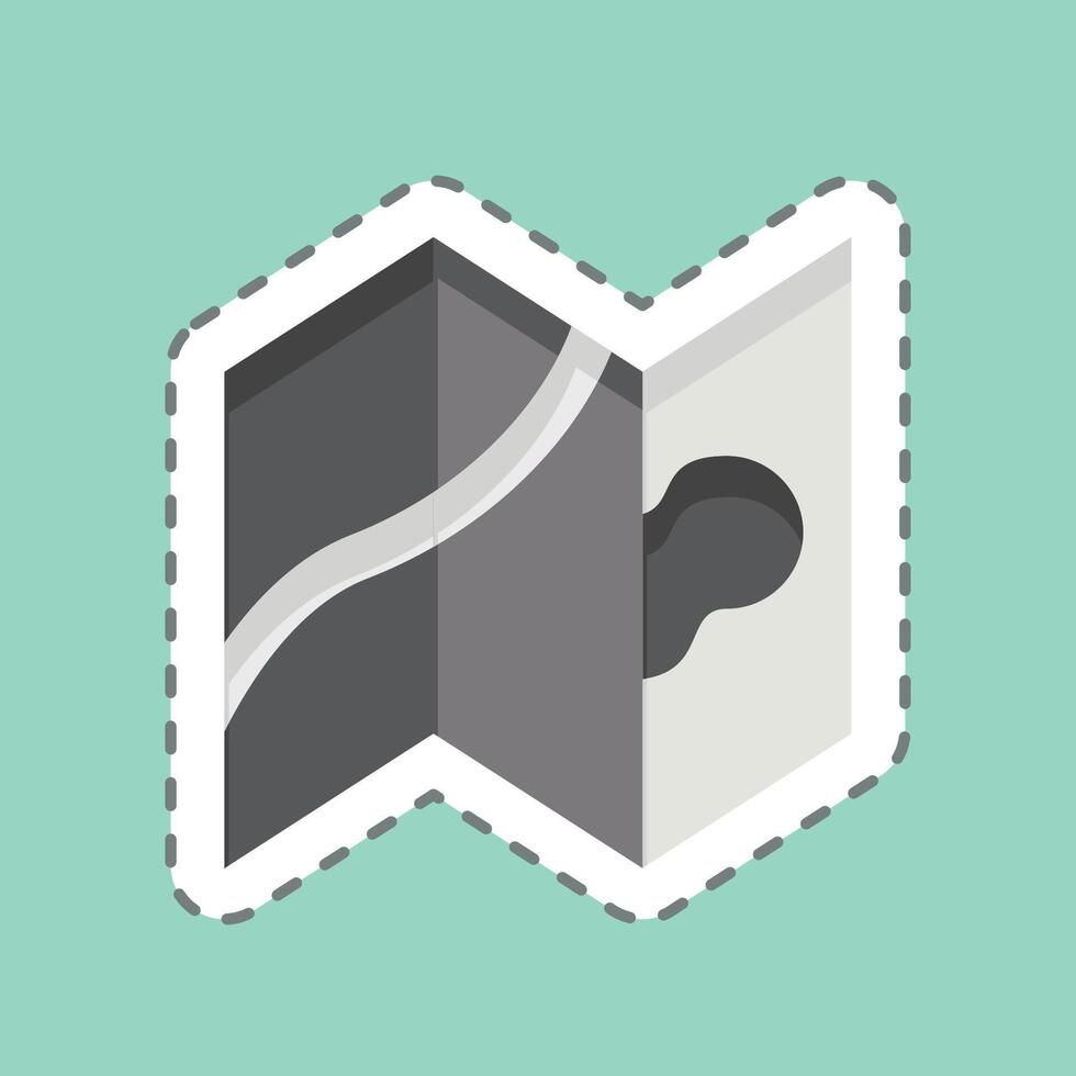 Sticker line cut Map. related to Leisure and Travel symbol. simple design illustration. vector