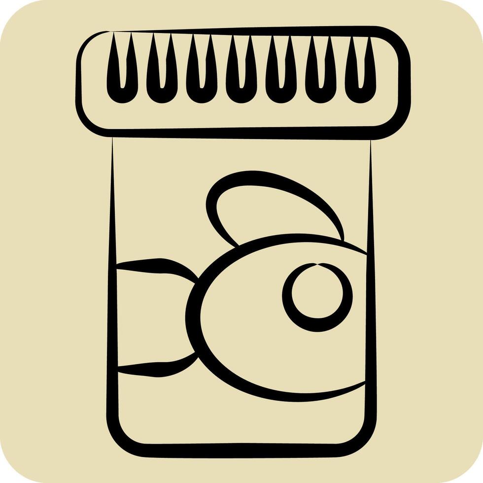 Icon Fish Food. related to Milk and Drink symbol. hand drawn style. simple design editable. simple illustration vector