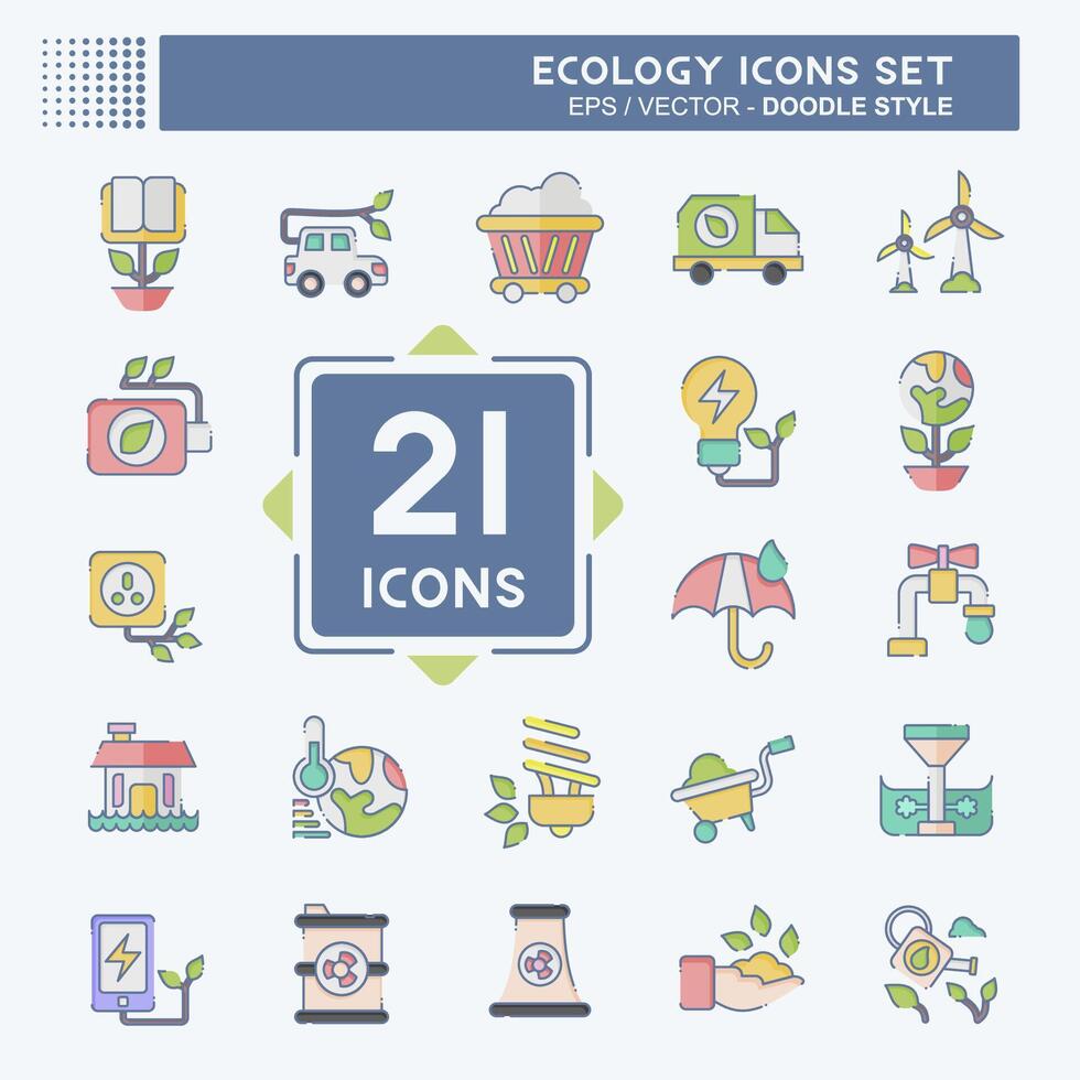 Icon Set Ecology. related to Education symbol. doodle style. simple design editable. simple illustration vector