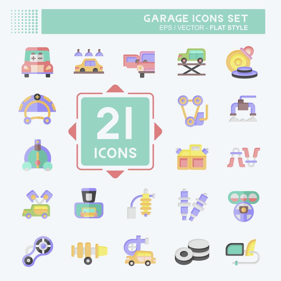 Icon Set Garage. related to Automotive symbol. flat style. simple design editable. simple illustration vector