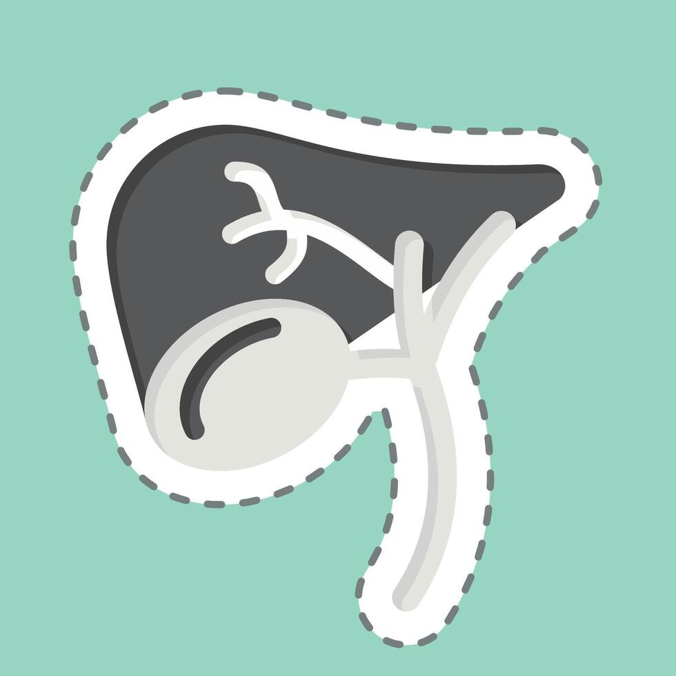 Sticker line cut Gallbladder. related to Human Organ symbol. simple design editable. simple illustration vector