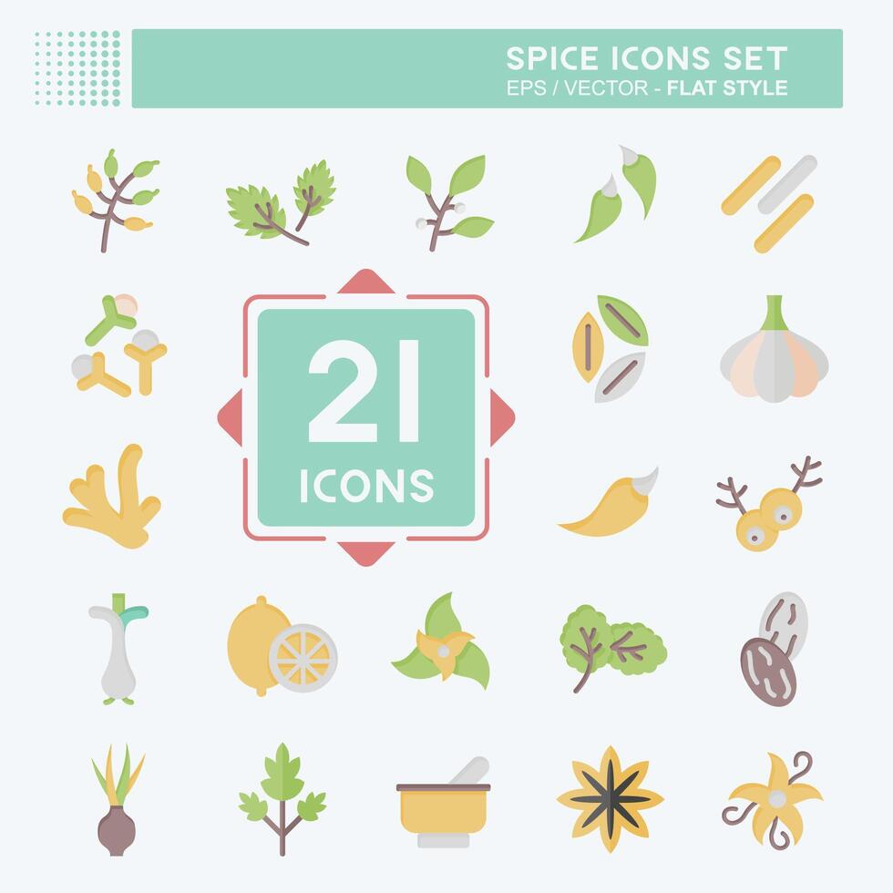 Icon Set Spice. related to Vegetable symbol. flat style. simple design editable. simple illustration vector