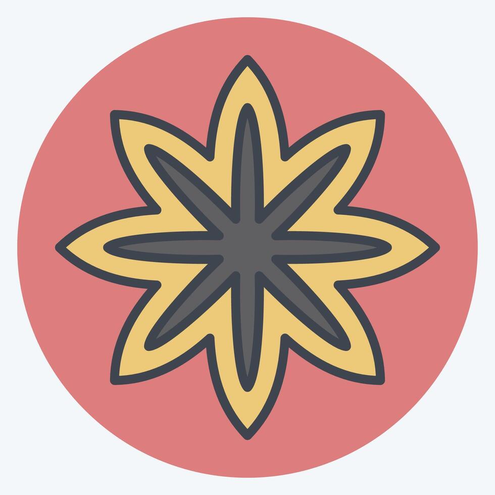 Icon Star Anise. related to Spice symbol. color mate style. simple design editable. simple illustration vector