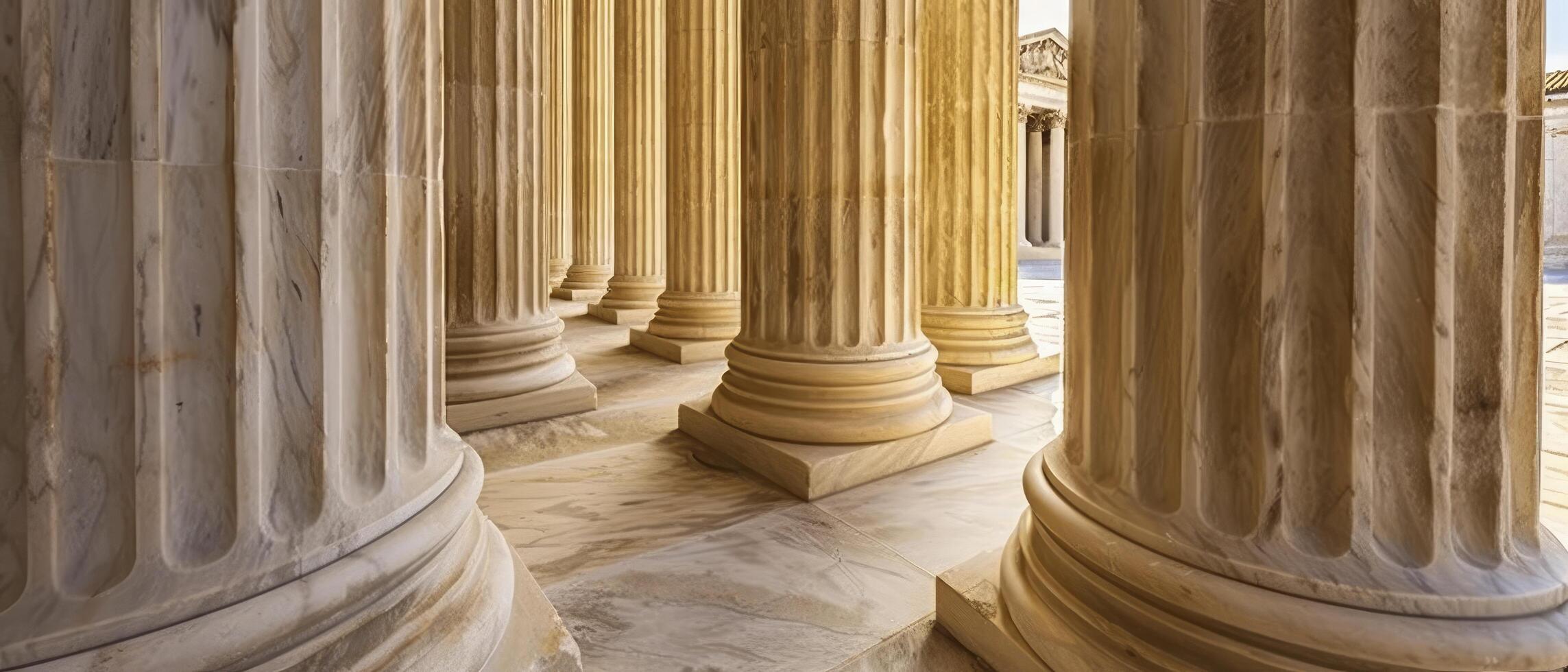 AI generated Pillars of Justice. Columns at the U.S. Supreme Court, Symbolizing Stability and the Rule of Law. photo