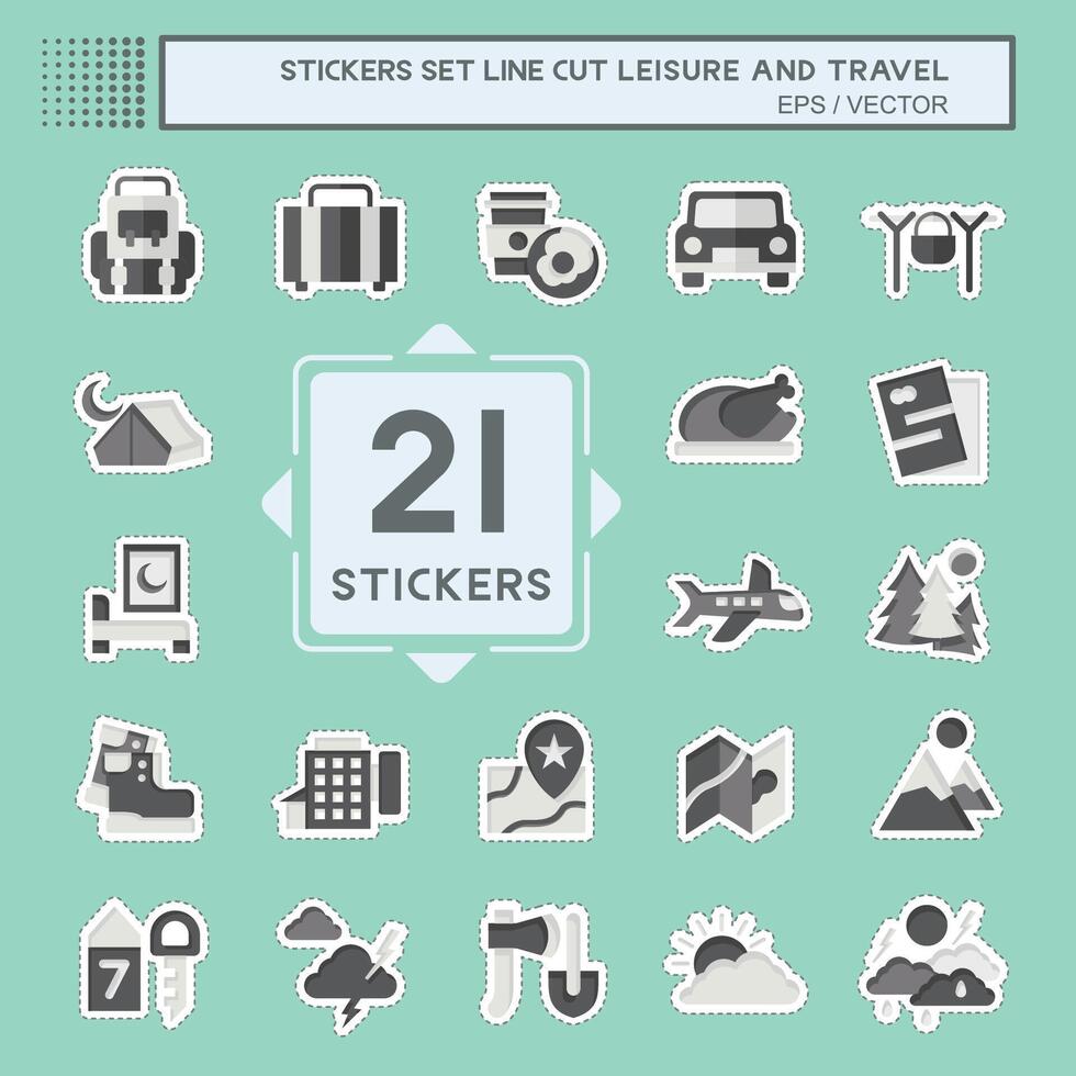 Sticker line cut Set Leisure and Travel. related to Holiday symbol. simple design illustration. vector